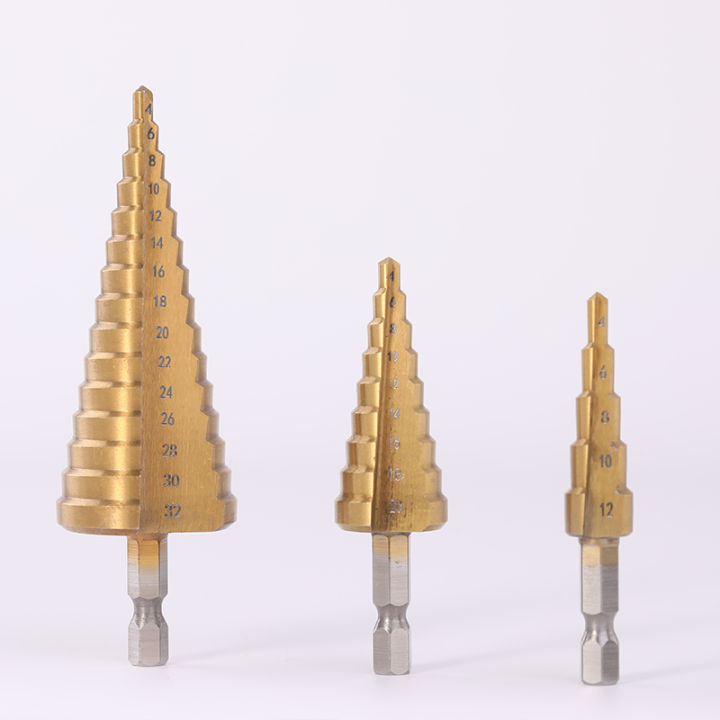 Step Drill Bit 6-60 Mm Taper Hole Cutter HSS 4241 Spiral Groove Titanium Coated For Metal PVC Wood - View #10
