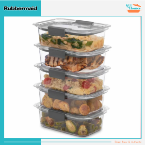 Rubbermaid Brilliance Original Plastic Food Storage Container with Lids Set of 5 (3.2 cups) Made in USA 2053295