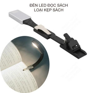 Đèn led đọc sách kiểu kẹp trang sách dùng pin sạc ánh sáng 3 màu
