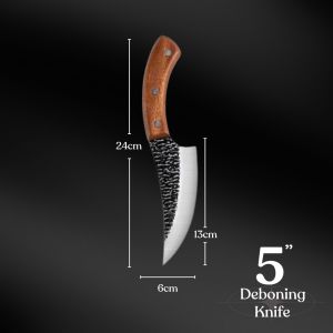 Butcher Boning Knife Cleaver Meat Fillet Kitchen Professional Cutting Sharp Stainless Steel Wooden Handle Pisau Daging.