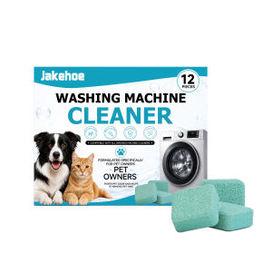 Jakehoe Washing Machine Cleaner 12 Tablets Helps Remove Dirt and Scale Fights Pet Odor Removes Pet Hair For All Washing Machines Easy To Use For Pet Owners Home Care Appliance Cleaning Tablets