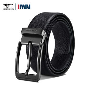 SEPTWOLVES Elite Cowhide Belt Pin Clip zinc alloy Buckle Smooth Finish Birthday Essentials Gift for Boyfriend Husband