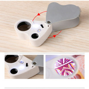 High Quality Kaca Pembesar Lampu LED Untuk Cek Perhiasan Money Mini Microscope 30X / 60X Magnifying Glass