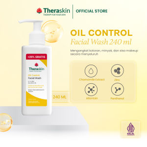 Theraskin BPOM Oil Control Facial Wash 240ml - Sabun wajah dengan chamomilla extract dan allantoin untuk membersihkan kotoran debu dan minyak pada wajah