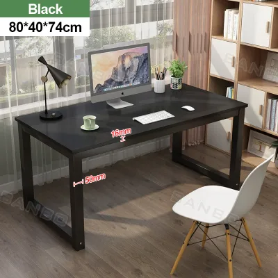 olome Wooden Durable Computer Desk Laptop Table for Home Office Working Study Desk Table Solid Wood + Stainless Steel (Three models: 80cm / 100cm / 120cm in length) 1.6CM thick