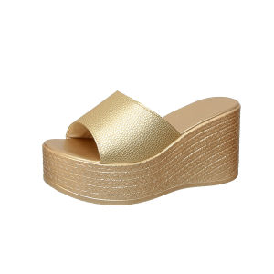 [Free Shipping] New Summer Collection: Wedge-Heeled Thick-Soled Flip-Flops With A Fish-Mouth Design Waterproof Platform Sandals Available In Large Sizes And Ready For Immediate Shipment As Beach Sandals
