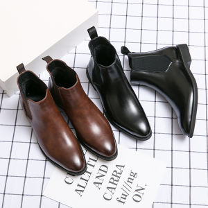 EiHi 2025 Men Chelsea Boots Slip-on Waterproof Ankle Boots Upper Classic Men Leather Shoes High Quality Plus Size 38-48
