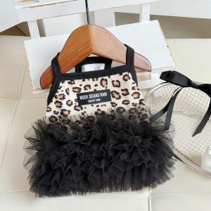 COD เสื้อผ้าสัตว์เลี้ยง กระโปรงจุ๊บจุ๊บแมว ชุดเดรสสายเดี่ยว ลายเสือดาว สี่ฤดูใช้ได้ แมวและสุนัข