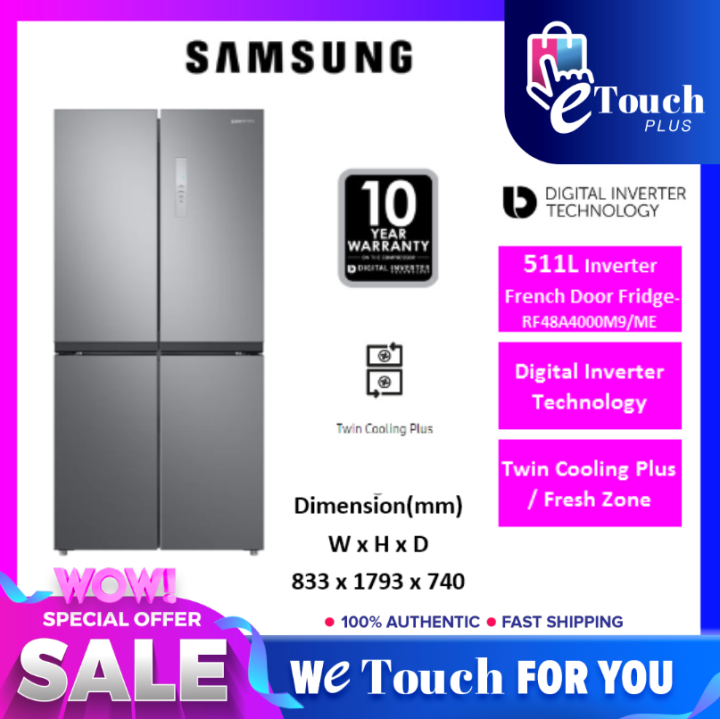 Samsung French Door Fridge With Twin Cooling Plus (511L) [ Gentle Black