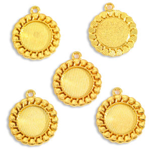 10pcs 6 Colors Necklace Pendant Setting Cabochon Base Tray Bezel Blank Fit 12mm Round Cabochons Jewelry Making 23*20mm C105