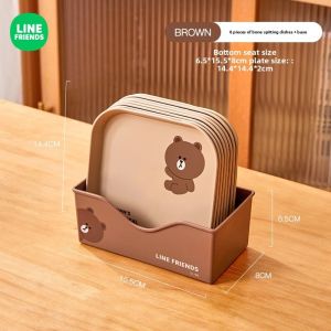100% Authentic Line Friends Snack Plate Household Plastic Bone Plate Garbage Square LFB133/LFB333/LFB337