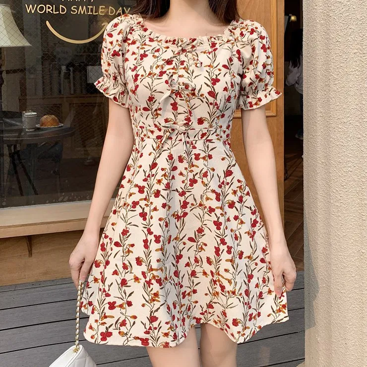 Graceful Linen Fabric Women Cute Mini Dress - My Shop Store