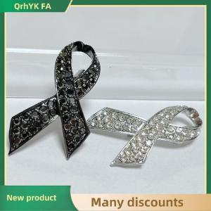 🔔🔔🔔QA Simple Alloy Black White Ribbon Pin Badge Brooch Funerals Memorial Pin Mourning Badge Suit Clothing Jewelry Accessories