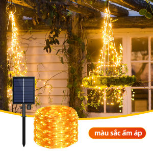 Đèn Dây Năng Lượng Mặt Trời Ngoài Trời Đèn Thần Tiên Đèn Dây Đồng Trang Trí Chống Nước 8 Chế Độ Cho Cây Vườn Giáng Sinh Tiệc Cưới Trắng Ấm Áp Nhiều Màu Trắng