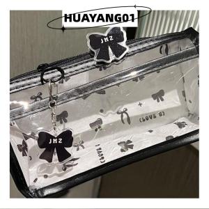 HUAYANG01 [HOT FASHION] กระเป๋าใส่ดินสอโปร่งแสงลายการ์ตูนกระเป๋าใส่เครื่องเขียนหลายชั้นแนวตั้งขนาดใหญ่จุได้เยอะกระเป๋าใส่ไปโรงเรียนกระเป๋าเครื่องสำอาง