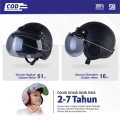Helm Anak Bogo Polos Viral Untuk Usia 2 3 4 5 6 7 Tahun SNI Warna Cream Hitam Lucu Kaca Cembung. 