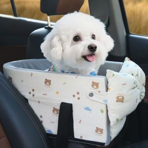 DGFDF Cartoon Pattern Dog Car Seat Comfortable with Safety Leash Pet Car Safety Seat Pet Nest Large Capacity Car Pet Seat Cushion for Dogs Cats