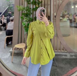 HANIN KEMEJA ATASAN WANITA COTTON TOYOBO / ATASAN WANITA PANJANG / BLOUSE POLOS