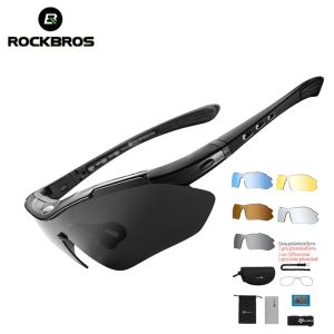 ROCKBROS Cycling Sunglasses Anti-UV Polarized Sunglasses 5 Interchangeable Lens Sports Glasses Outdoors Equipment