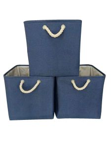 NINEONE Large Folding Storage Box Canvas Fabric Cubes For Shelves Clothes Toys Books Perfect Organizer Foldable Basket With Handles