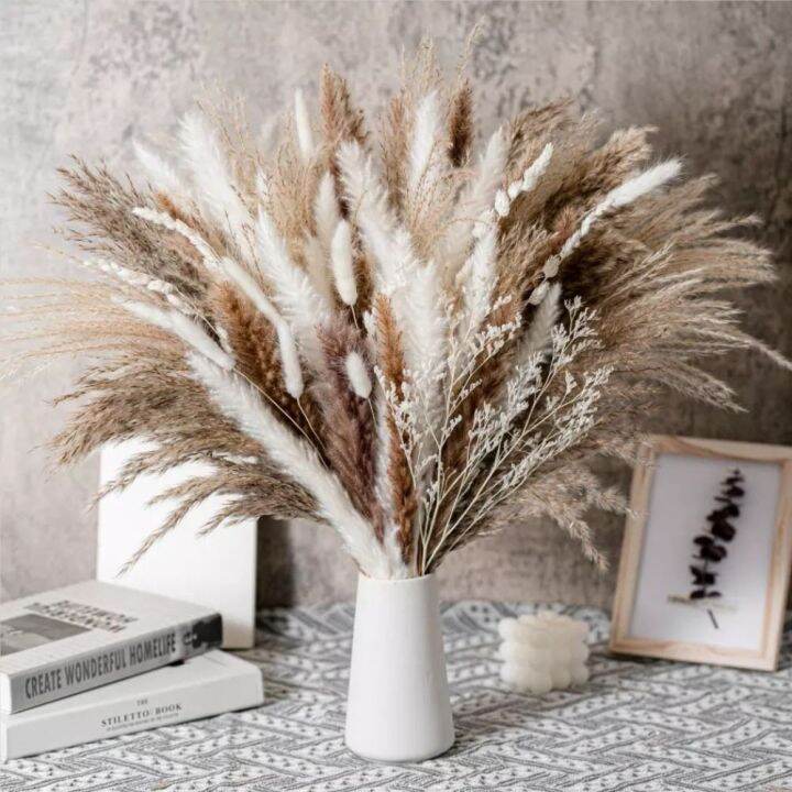 JOY Wheat Stalk Reed Flower Bouquet Fluffy Artificial Plants Pampas ...