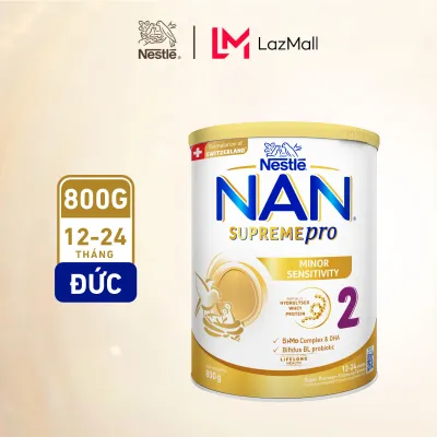 Sữa bột Nestle NAN SUPREMEPRO 2 800g nhập khẩu Đức với đạm Whey thủy phân 1 phần 5HMO hỗ trợ triệu chứng mẫn cảm