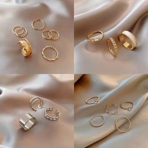 Women Silver Finger Ring Fashion TIK TOK Opening Adjustable Cincin Korea Girl Hand Jewelry Accessories Hot Sale