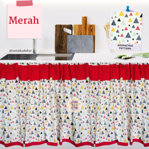 Gorden kolong dapur Segitiga Pony (Free tali + paku / hook tempel 2 pcs)