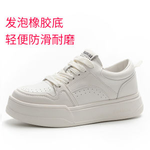 Giày Trắng Da Thật Đế Mềm Nhẹ Cho Nữ 2024 Mẫu Mới Mùa Xuân miu Giày Chạy Bộ Thoáng Khí Giày Thể Thao Đế Bằng Thường Ngày