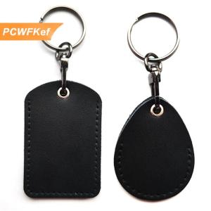 【PCWFKef】 Cổ điển PU da Keychain bảo vệ trường hợp cửa khóa kiểm soát truy cập thẻ thẻ túi vòng thẻ