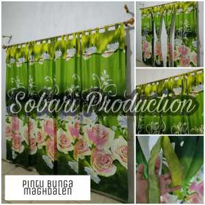 (COD) Gorden Pintu / Hordeng 6 tali / motif MAGHDALEN HIJAU