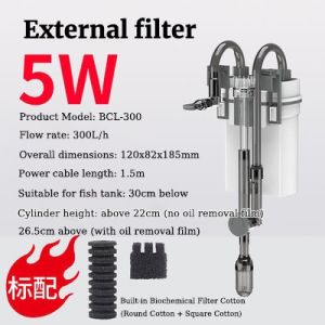 SG-Stock Mini Fish Tank Filter Aquarium Filter Pump Oxygen Generator Hanging Type 3 in 1 Wall-Mounted Quiet Water Purification Circulation