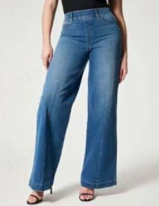 Stretch Jeans Mid Waist Wide Leg Loose Fashion Knit Pants Comfortable Ladies Fabrics