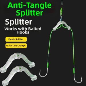 SJJL 50pcs Flat Line Fishing Line Connector Anti-Tangle Design Eight Type Fishing Accessory Tool Durable 50pcs Pack Bifurcation Space Bean Fishing Rigging