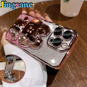 Jingsanc Ốp Gradient lấp lánh cho Realme 11 11x10 9 8 C67 C55 C53 C31 C30 c25y Pro + narzo 50A Prime 5G 4G Vỏ điện thoại có chân đế gương thỏ vô hình ốp Trong Suốt Mềm mạ bảo vệ máy ảnh PA001-1 vỏ sang trọng