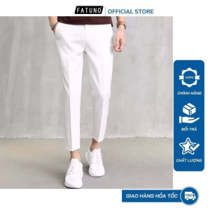 Quần tây nam ống côn dáng Hàn vải tuyết mưa co giãn quần âu công sở form chuẩn lịch lãm trẻ trung màu trắng tinh sang trọng
