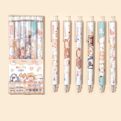 Bayar Di Tempat - Pulpen Gel Mekanik Lucu Karakter / Set Pulpen Gel 6 Pcs / Ballpoint Mekanik Pulpen