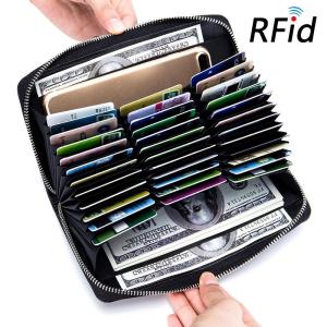 RFID Blocking Anti Theft Genuine Leather Wallet Men / Women Big Long Passport Travel Wallets Card Holder Purse