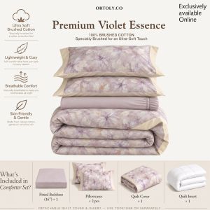 🇲🇾 Ready Stock 24hours🚚 [𝗕𝗿𝘂𝘀𝗵𝗲𝗱 𝗖𝗼𝘁𝘁𝗼𝗻] 𝗣𝗥𝗘𝗠𝗜𝗨𝗠 𝗩𝗜𝗢𝗟𝗘𝗧 𝗘𝗦𝗦𝗘𝗡𝗖𝗘 𝗕𝗲𝗱𝘀𝗵𝗲𝗲𝘁 𝗦𝗲𝘁 | 1400TC 40cm Fitted Quilt Cover Comforter Set