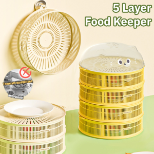 5 Layer Food Keeper Transparent Stackable Dish Cover Warm Keeper Food Cover Anti Mosquito Fly Cage Kitchen