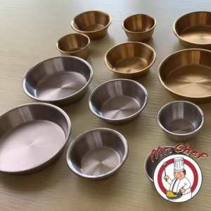 Chef พร้อมส่ง ถ้วยน้ำจิ้มกลม รูปแบบ สแตนเลส 304, 10 ปริมาณ, ถ้วยน้ำจิ้มเกาหลี, สีเงิน, สีทอง, ขนาด 5