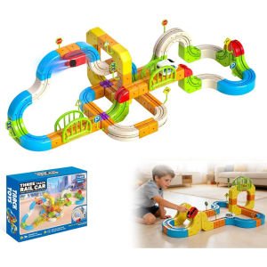 Electric Train Set for Kids Ages 3-8 3D Flexible Race Track Toy | Gravity-Defying 360° Loop Building Set STEM DIY Railroad Learning Toy Gift for Toddlers Boys Girls
