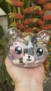 กระปุกออมสินหมี ออมสิน กระปุกออมสินสีใส ออมสินหัวหมี - สีใส