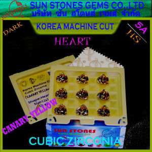 CZ Heart 5A KOREA MACHINE CANARY YELLOW Dark Heart Shaped Diamond CZ เพรชรัสเซีย เพชรพลอยรูปหัวใจ สีเหลือง