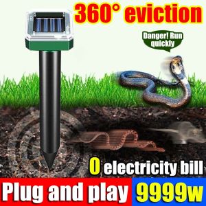 Solar Mole Repeller Solar Powered Ultrasonic Rat Mouse Buzz Snake Repellent Waterproof Animal Repellers for Garden Tools Yards