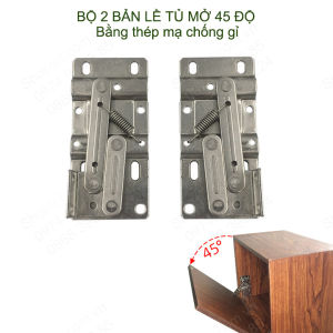 Bộ 2 bản lề mở góc 45 độ làm bằng thép mạ niken không gỉ dùng chỏ tủ bếp tủ giày