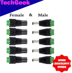 TG DC Barrel Jack Adaptor CCTV Connector LED Strip Extension 5.5 x 2.1mm CCTV Male/ Female Connectors
