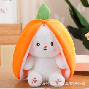 GẤU BÔNG THỎ TAI DÀI 2 IN 1 THỎ BIẾN HÌNH DÂU TÂY CUTE CHO BÉ