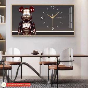 Tranh đồng hồ gấu bearbrick kaw decor phòng ngủ Game PC treo tường trang trí phòng trọ khách phông nền chụp ảnh cho bé