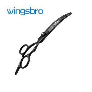 wingsbro Professional Stainless Steel Grooming Scissors for Dogs with Safety Round Tip Titanium Coated Pet Grooming Scissor for Dogs Cats and Other Animals